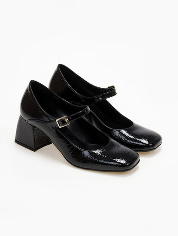 Γόβες Mary Jane λουστρίνι TFP - Μαύρο - thefashionproject.gr - TFP