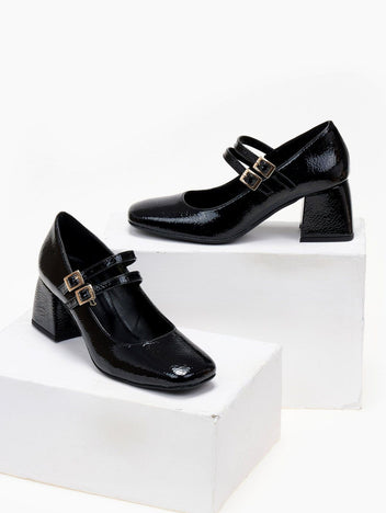 Γόβες Mary Jane λουστρίνι TFP - Μαύρο - thefashionproject.gr - TFP