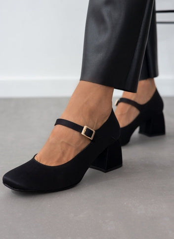 Γόβες Mary Jane σατέν tfp - Μαύρο - thefashionproject.gr - TFP
