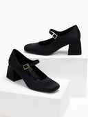 Γόβες Mary Jane σατέν tfp - Μαύρο - thefashionproject.gr - TFP