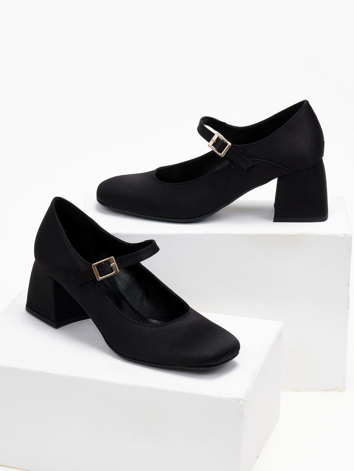 Γόβες Mary Jane σατέν tfp - Μαύρο - thefashionproject.gr - TFP