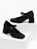 Γόβες Mary Jane σατέν tfp - Μαύρο - thefashionproject.gr - TFP