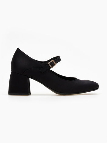 Γόβες Mary Jane σατέν tfp - Μαύρο - thefashionproject.gr - TFP