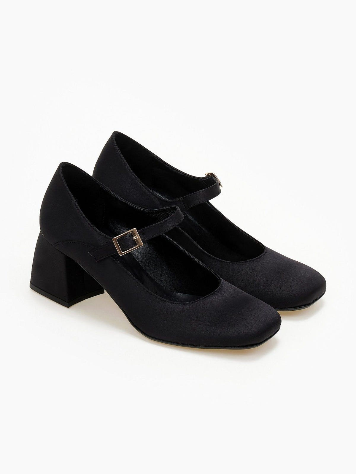 Γόβες Mary Jane σατέν tfp - Μαύρο - thefashionproject.gr - TFP