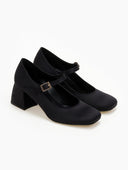 Γόβες Mary Jane σατέν tfp - Μαύρο - thefashionproject.gr - TFP