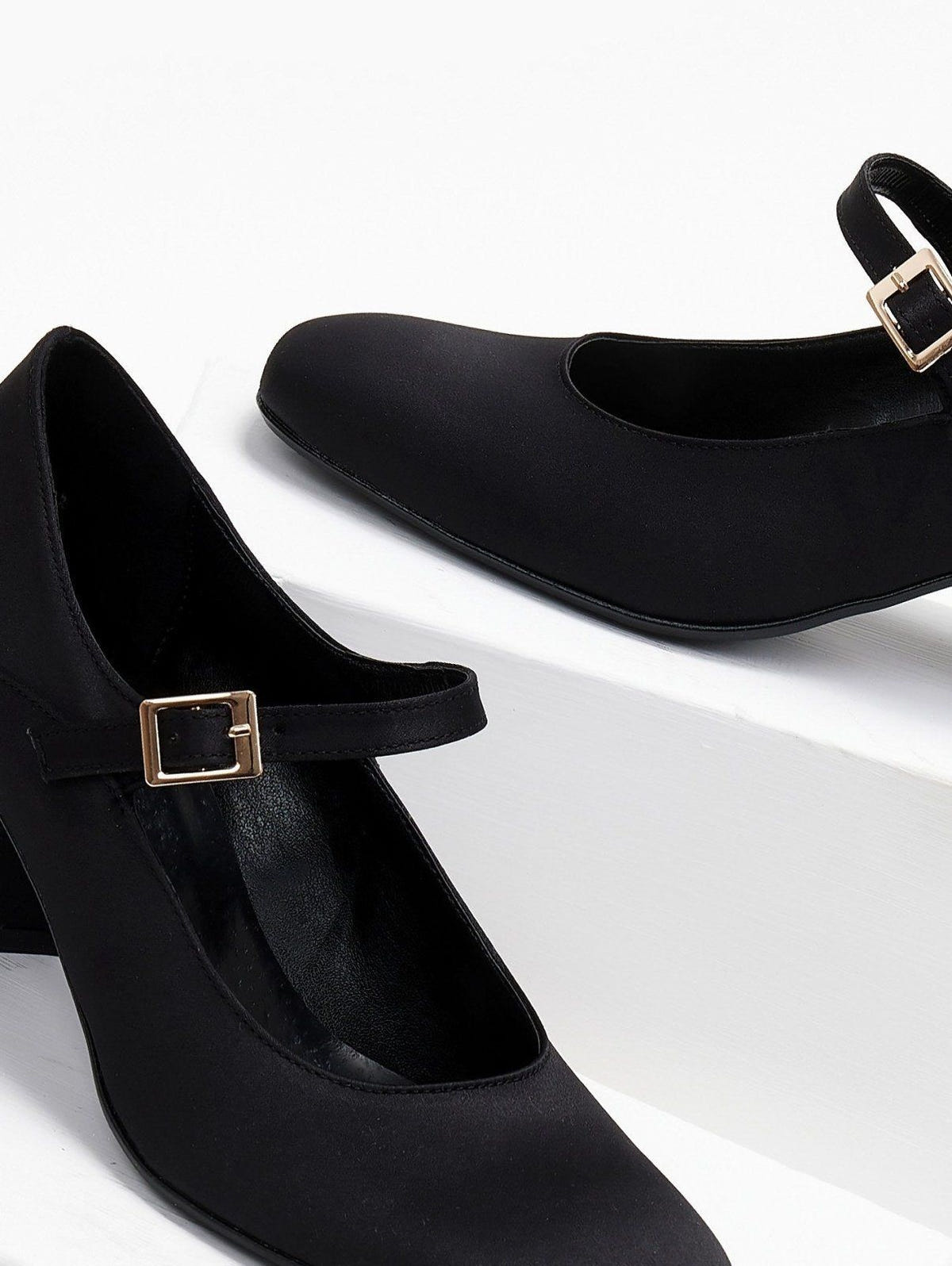 Γόβες Mary Jane σατέν tfp - Μαύρο - thefashionproject.gr - TFP