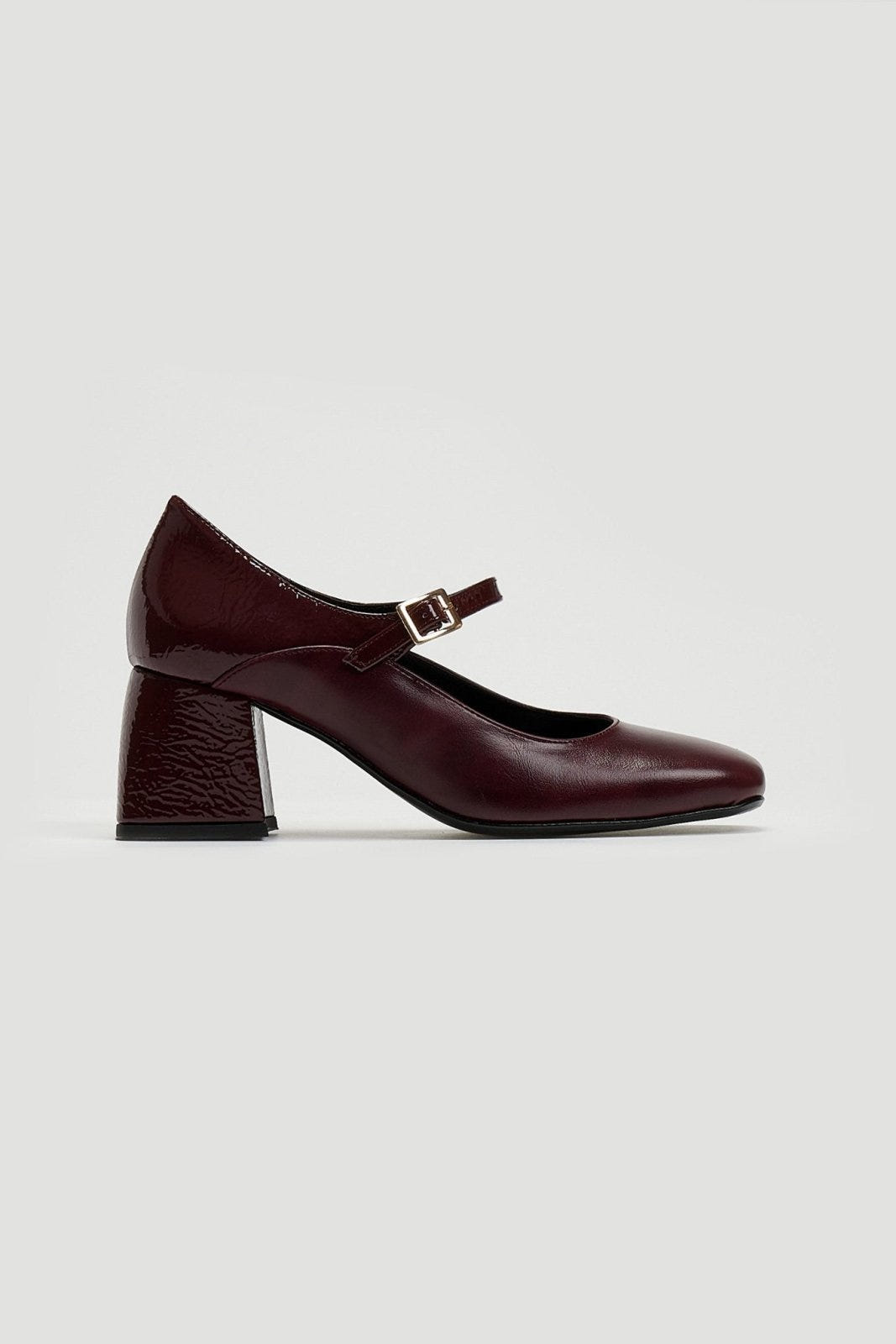 Γόβες Mary Janes με λουστρίνι TFP - Burgundy - thefashionproject.gr - TFP