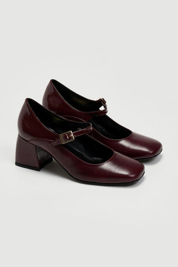 Γόβες Mary Janes με λουστρίνι TFP - Burgundy - thefashionproject.gr - TFP