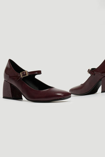 Γόβες Mary Janes με λουστρίνι TFP - Burgundy - thefashionproject.gr - TFP