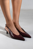 Γόβες ματ μυτερές slingback TFP - Burgundy - thefashionproject.gr - TFP