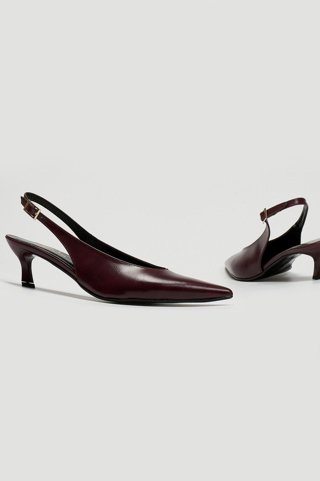 Γόβες ματ μυτερές slingback TFP - Burgundy - thefashionproject.gr - TFP