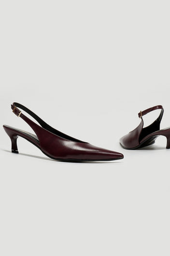 Γόβες ματ μυτερές slingback TFP - Burgundy - thefashionproject.gr - TFP