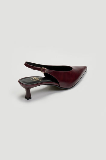 Γόβες ματ μυτερές slingback TFP - Burgundy - thefashionproject.gr - TFP
