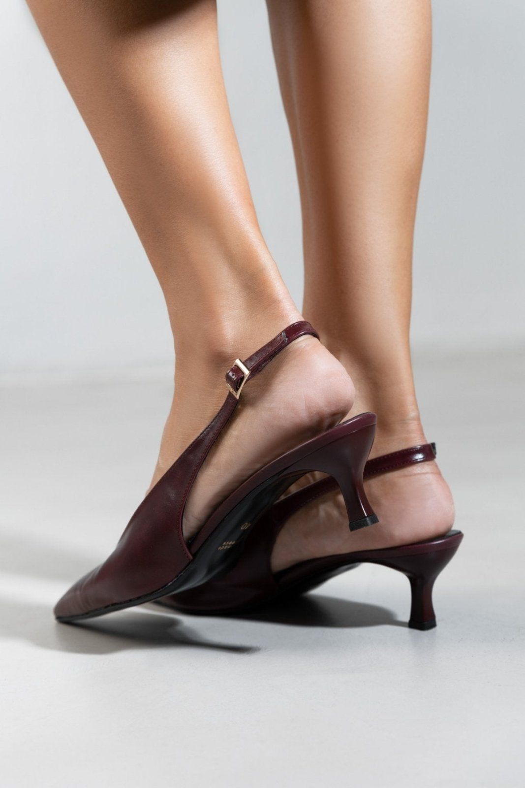 Γόβες ματ μυτερές slingback TFP - Burgundy - thefashionproject.gr - TFP
