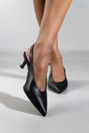 Γόβες ματ μυτερές slingback TFP - Μαύρο - thefashionproject.gr - TFP
