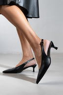 Γόβες ματ μυτερές slingback TFP - Μαύρο - thefashionproject.gr - TFP