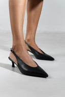 Γόβες ματ μυτερές slingback TFP - Μαύρο - thefashionproject.gr - TFP
