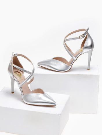 Γόβες με crossover λουράκια TFP - Ασημί - thefashionproject.gr - TFP