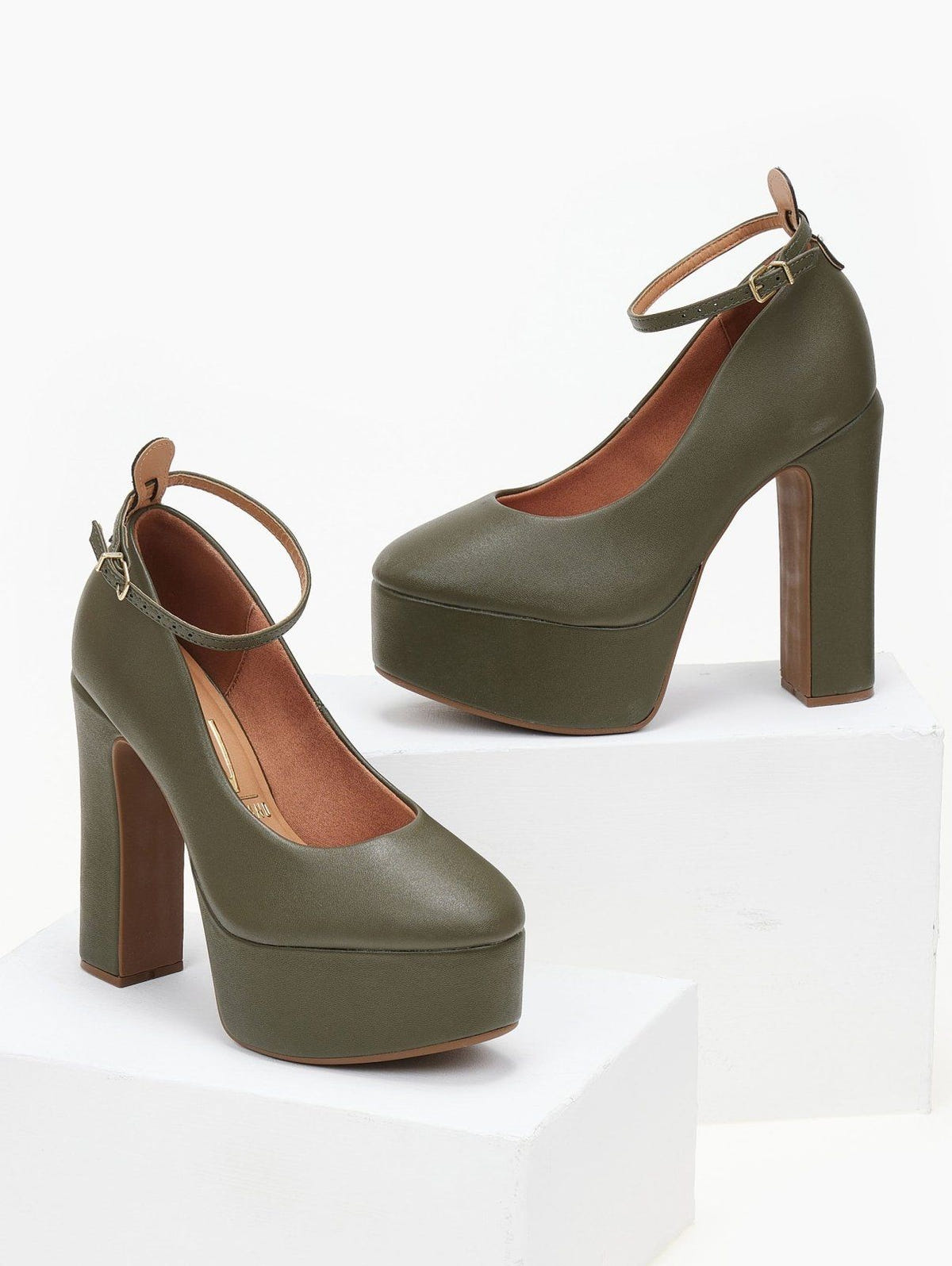 Γόβες με φιάπα και μπαρέτα Vizzano 1400.102 - Λαδί - thefashionproject.gr - VIZZANO