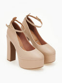Γόβες με φιάπα και μπαρέτα Vizzano 1400.102 - Μπεζ - thefashionproject.gr - VIZZANO