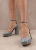 Γόβες με μπαρέτα και φιάπα TFP - Γκρι - thefashionproject.gr - TFP