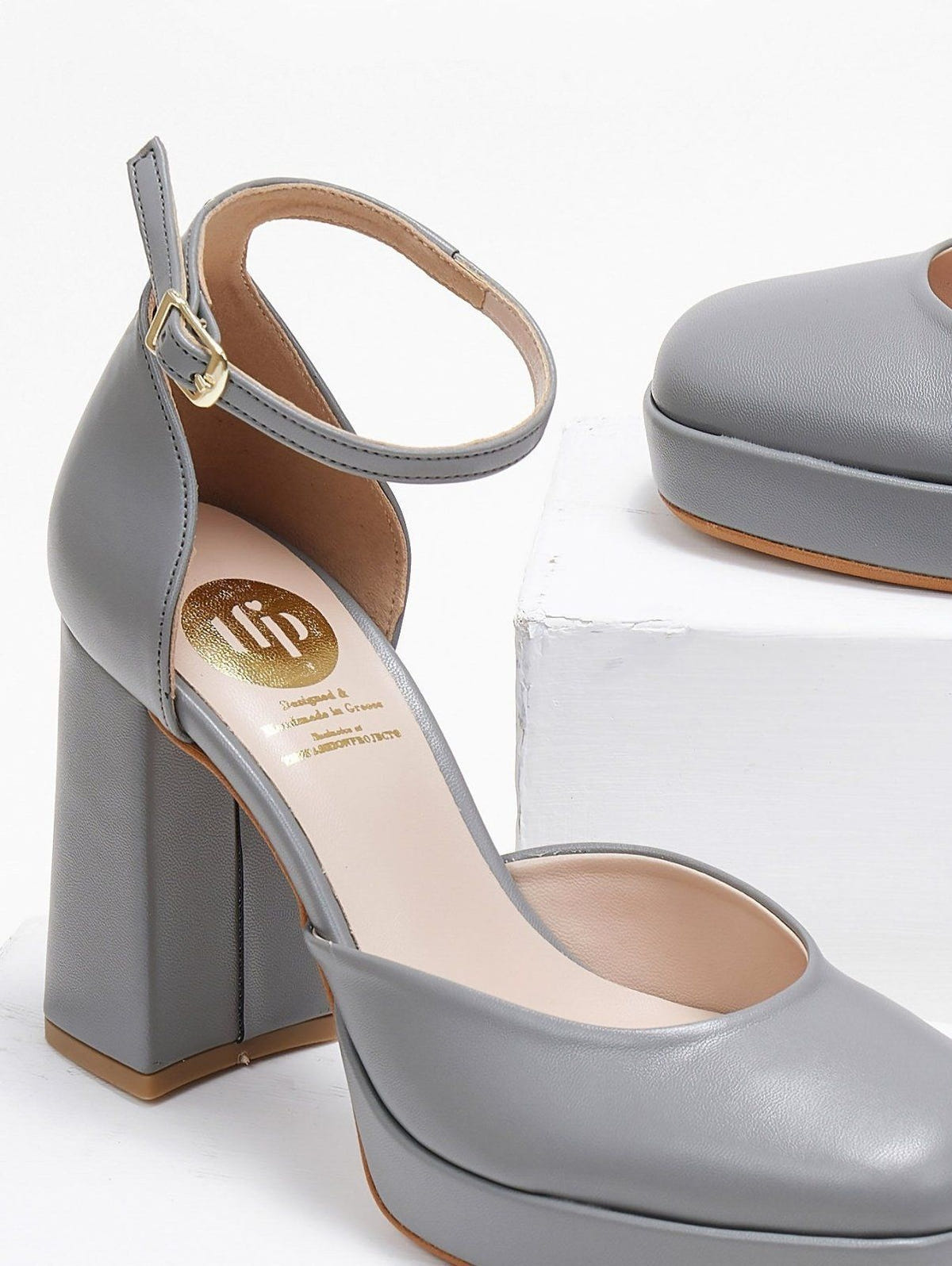 Γόβες με μπαρέτα και φιάπα TFP - Γκρι - thefashionproject.gr - TFP