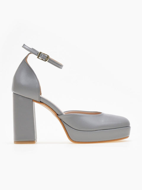 Zapatos de salón de plataforma con tira al tobillo - Gris