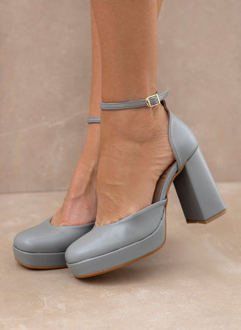 Γόβες με μπαρέτα και φιάπα TFP - Γκρι - thefashionproject.gr - TFP