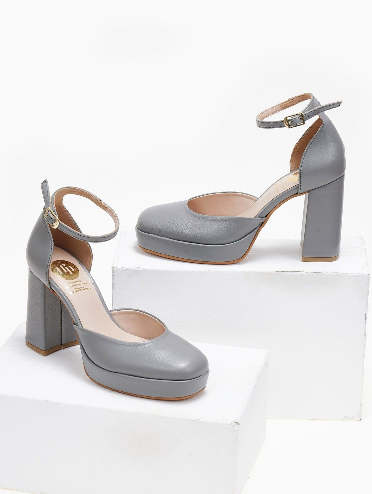 Γόβες με μπαρέτα και φιάπα TFP - Γκρι - thefashionproject.gr - TFP