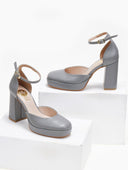 Γόβες με μπαρέτα και φιάπα TFP - Γκρι - thefashionproject.gr - TFP