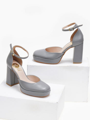 Γόβες με μπαρέτα και φιάπα TFP - Γκρι - thefashionproject.gr - TFP