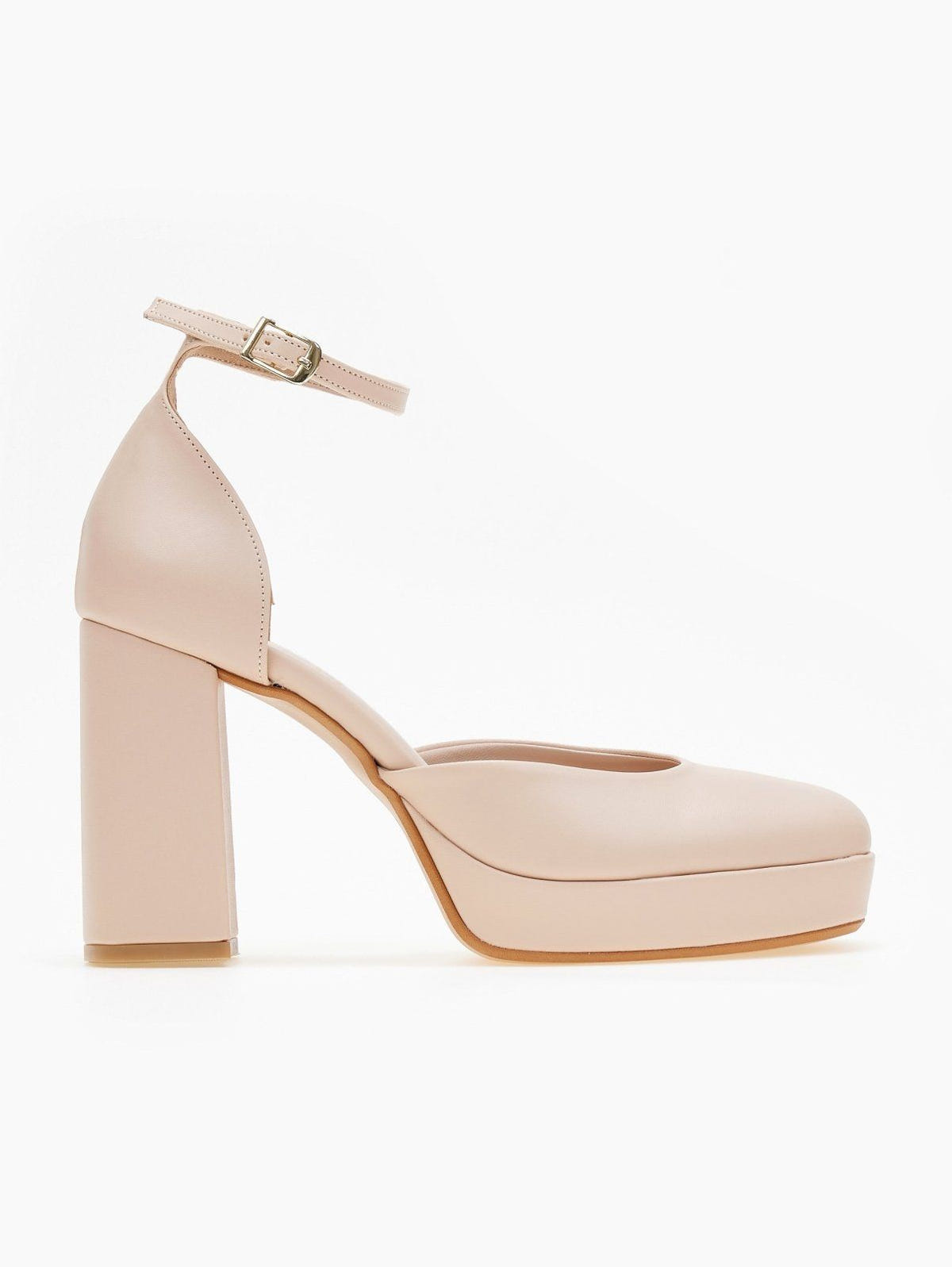 Γόβες με μπαρέτα και φιάπα TFP - Nude - thefashionproject.gr - TFP
