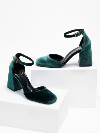 Γόβες με μπαρέτα velvet TFP - Κυπαρισσί - thefashionproject.gr - TFP