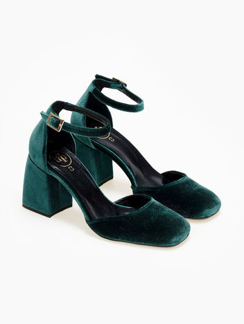 Γόβες με μπαρέτα velvet TFP - Κυπαρισσί - thefashionproject.gr - TFP
