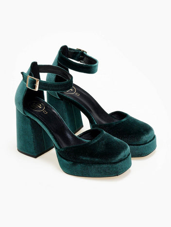 Γόβες με μπαρέτα velvet TFP - Κυπαρισσί - thefashionproject.gr - TFP