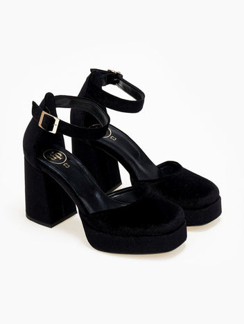 Γόβες με μπαρέτα velvet TFP - Μαύρο - thefashionproject.gr - TFP