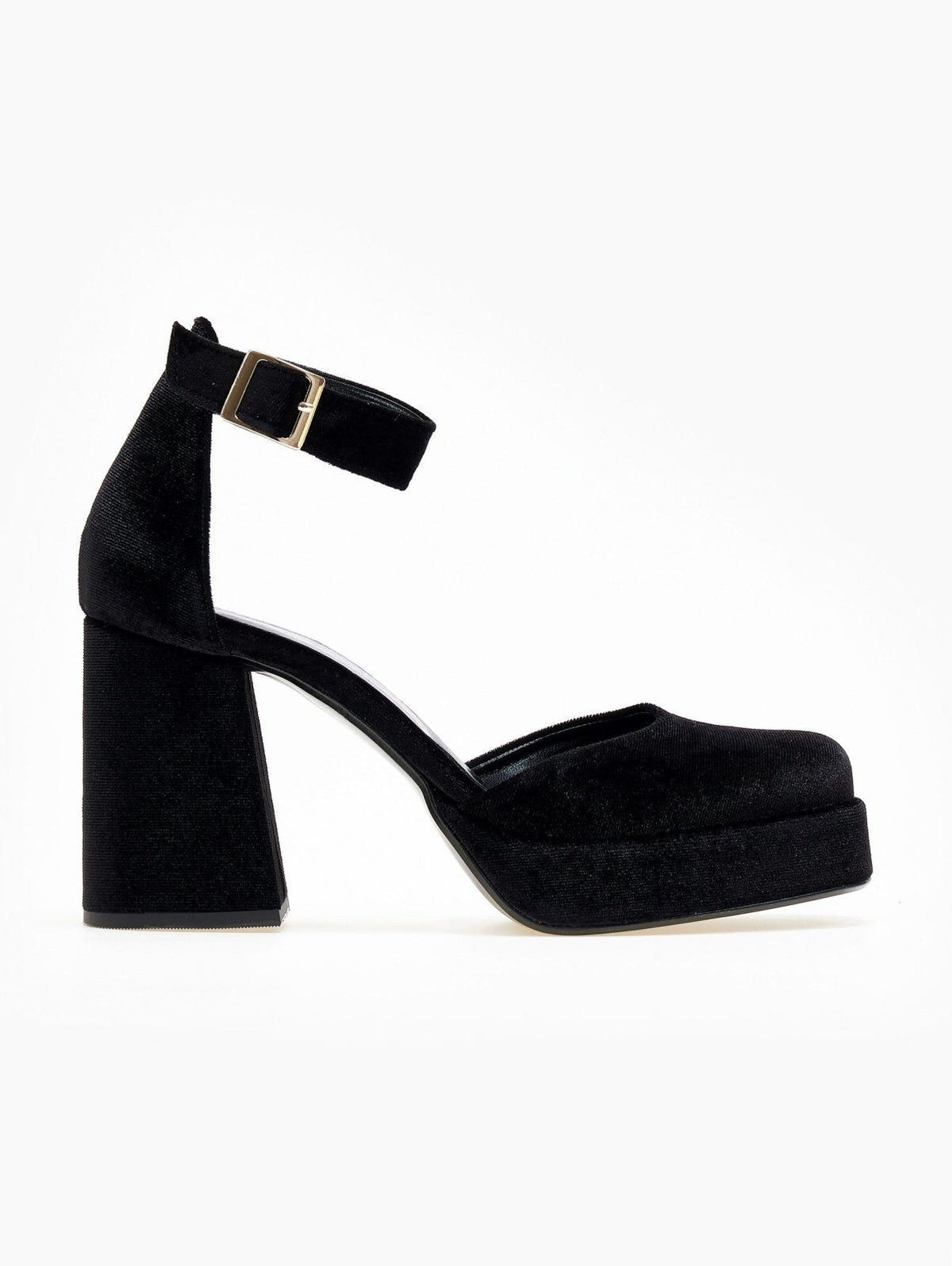 Γόβες με μπαρέτα velvet TFP - Μαύρο - thefashionproject.gr - TFP