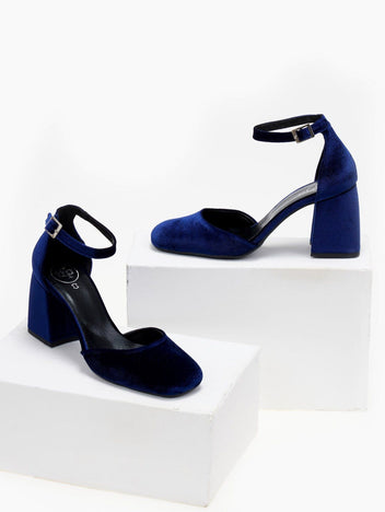 Γόβες με μπαρέτα velvet TFP - Μπλε - thefashionproject.gr - TFP