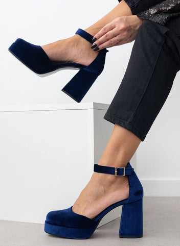 Γόβες με μπαρέτα velvet TFP - Μπλε - thefashionproject.gr - TFP