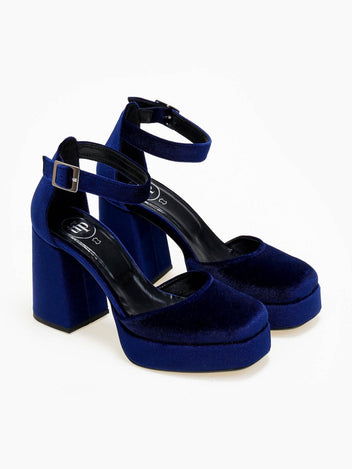 Γόβες με μπαρέτα velvet TFP - Μπλε - thefashionproject.gr - TFP