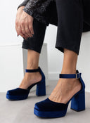 Γόβες με μπαρέτα velvet TFP - Μπλε - thefashionproject.gr - TFP