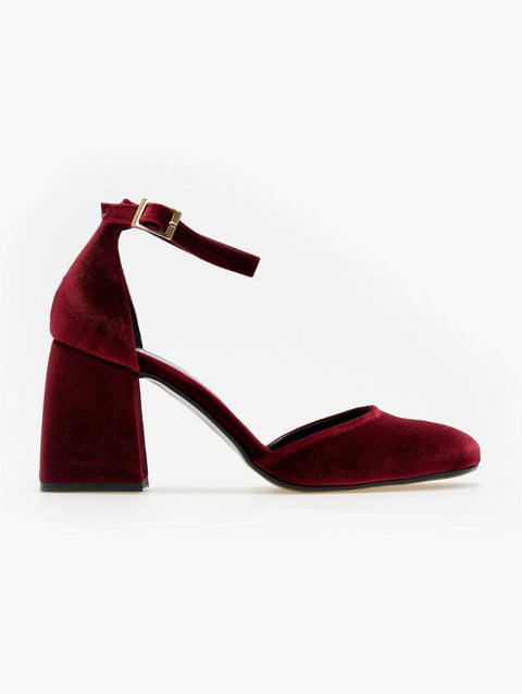 veludo tira no tornozelo Sapatos de salto - Bordeaux