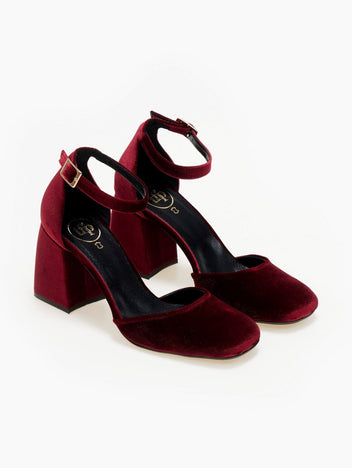 Γόβες με μπαρέτα velvet TFP - Μπορντό - thefashionproject.gr - TFP