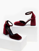 Γόβες με μπαρέτα velvet TFP - Μπορντό - thefashionproject.gr - TFP
