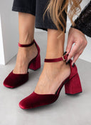 Γόβες με μπαρέτα velvet TFP - Μπορντό - thefashionproject.gr - TFP
