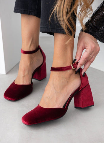 Γόβες με μπαρέτα velvet TFP - Μπορντό - thefashionproject.gr - TFP