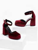Γόβες με μπαρέτα velvet TFP - Μπορντό - thefashionproject.gr - TFP