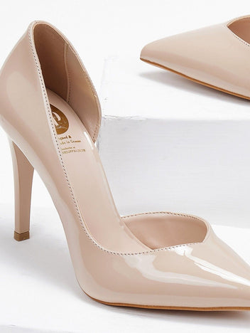 Γόβες μυτερές λουστρίνι με άνοιγμα TFP - Nude - thefashionproject.gr - TFP
