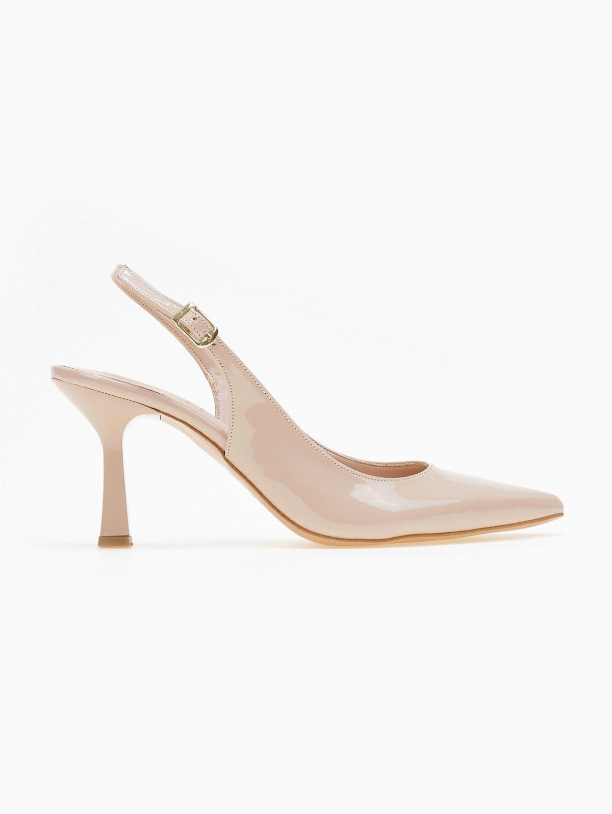Γόβες μυτερές λουστρίνι με λουράκι TFP - Nude - thefashionproject.gr - TFP