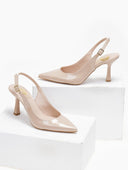 Γόβες μυτερές λουστρίνι με λουράκι TFP - Nude - thefashionproject.gr - TFP
